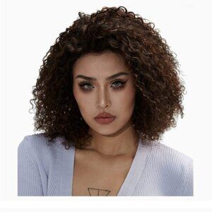 Pre Plucked Brazilian Human Hair Short Curly Lace Front Wig